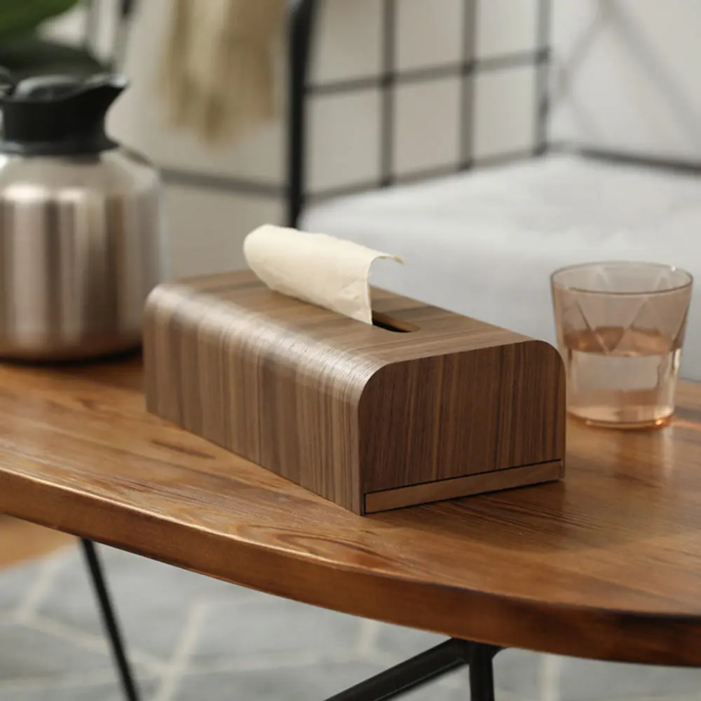 

1Pc Retro Tissue Box Wooden Tissue Case Household Tissue Storage Box (Brown)