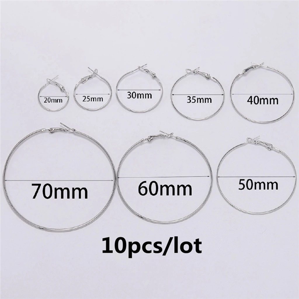 Серьги-кольца женские круглые 20 - 70 мм 10 шт./лот | Украшения и аксессуары
