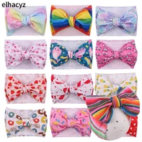 10pcslot new large 7 hair bow top knot headband waffle printed elastic headwrap for girls kids headwear diy hair accessories