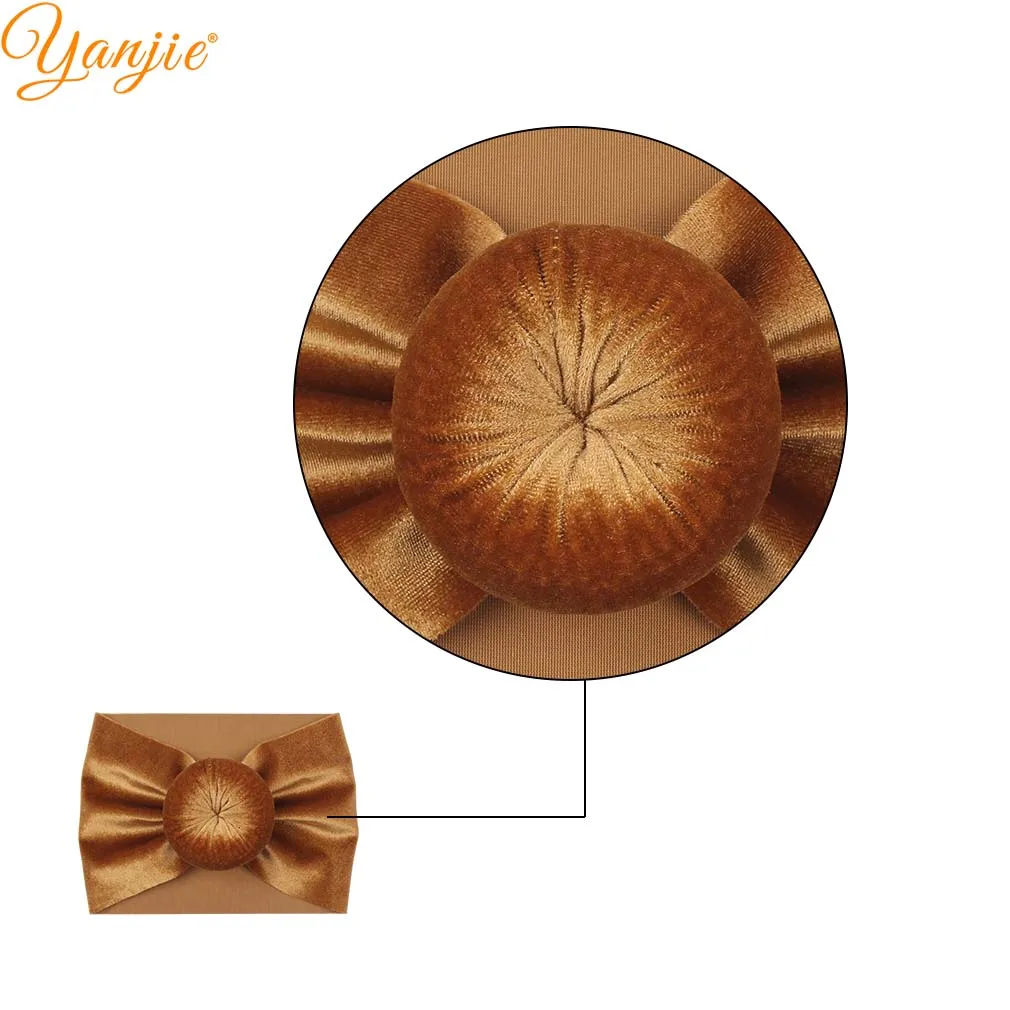 Повязка на голову с круглым помпоном для девочек однотонная эластичная