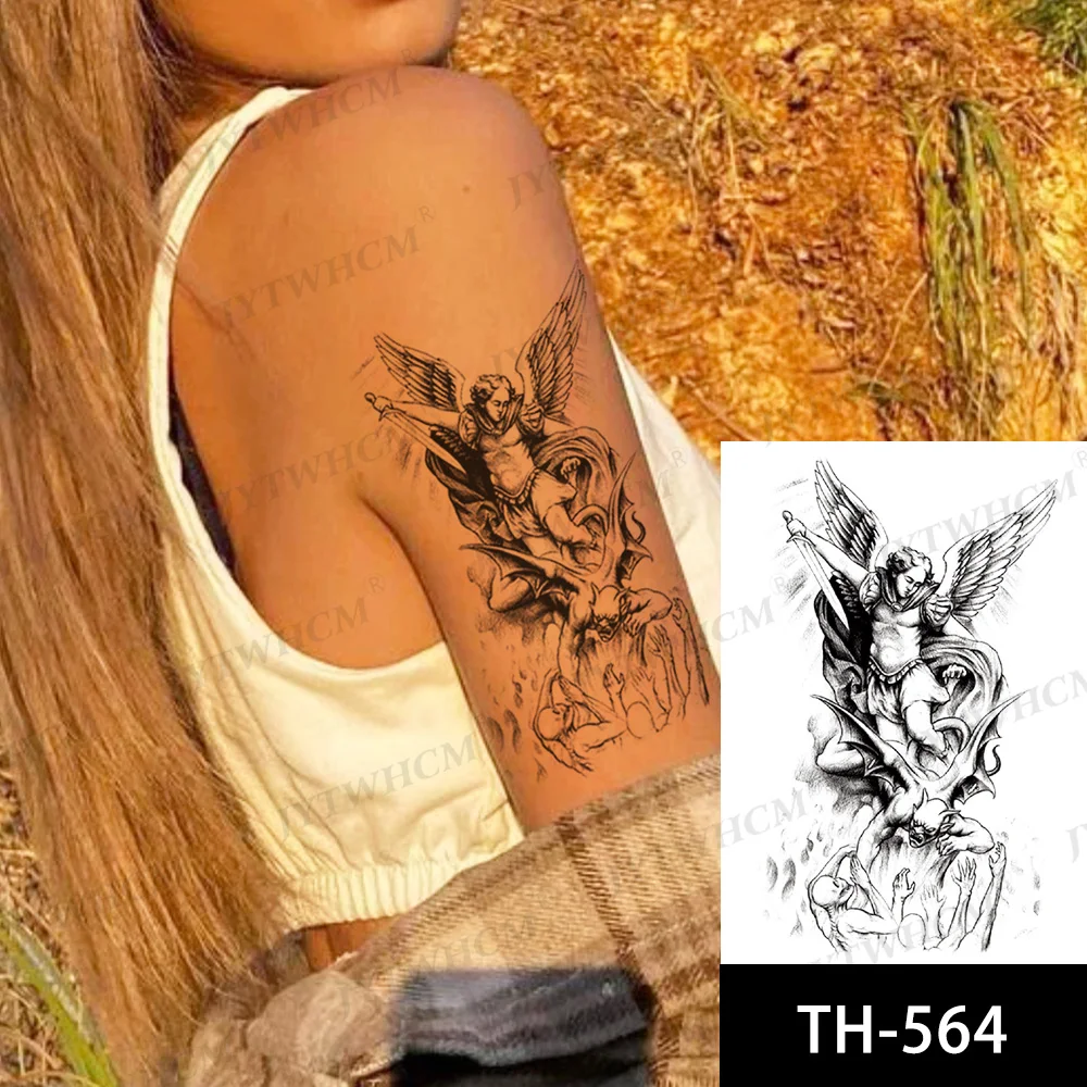 

Text Tattoo Edges Fake Sleeve Stickers Waterproof Flash Tattoos Lace Fox Lion Body Art Arm Butterfly Tattoo Sticker Women Men