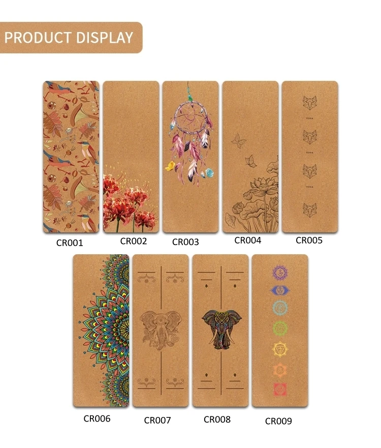 

72 * 24 Inch Natural Rubber Cork Yoga Mat Environmental Protection ink Printing Ladies High Quality Pilates Fitness Exercise Mat