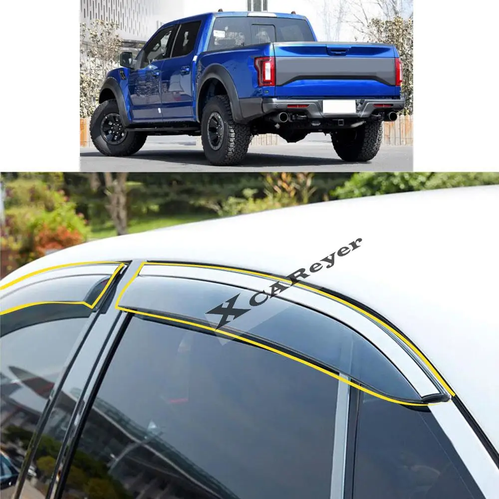 

Стикер для стайлинга автомобиля Ford F150/RAPTOR 2015 2016 2017 2018 2019 2020, пластиковое оконное стекло, ветрозащитный козырек, защита от дождя и солнца
