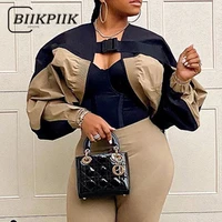 biikpiik punk style streetwear female jacket long sleeve open stitch short woman coat autumn causal vintage loose clothes