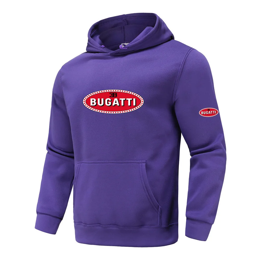

BUGATTI men's spring and autumn new fashion casual sports hip-hop hoodie printed pocket pullover couple sweater C8