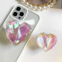 laser geometric heart phone holder desktop smartphone support grip bracket for iphonesamsungxiaomi finger stand accessories