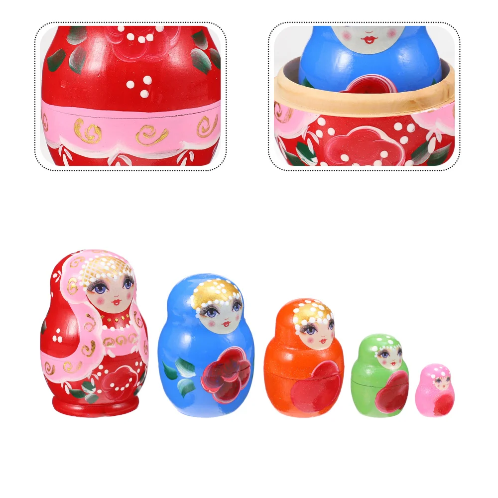 

5Pcs Russian Nesting Doll Toys Home Office Ornaments Kids Educational Toys
