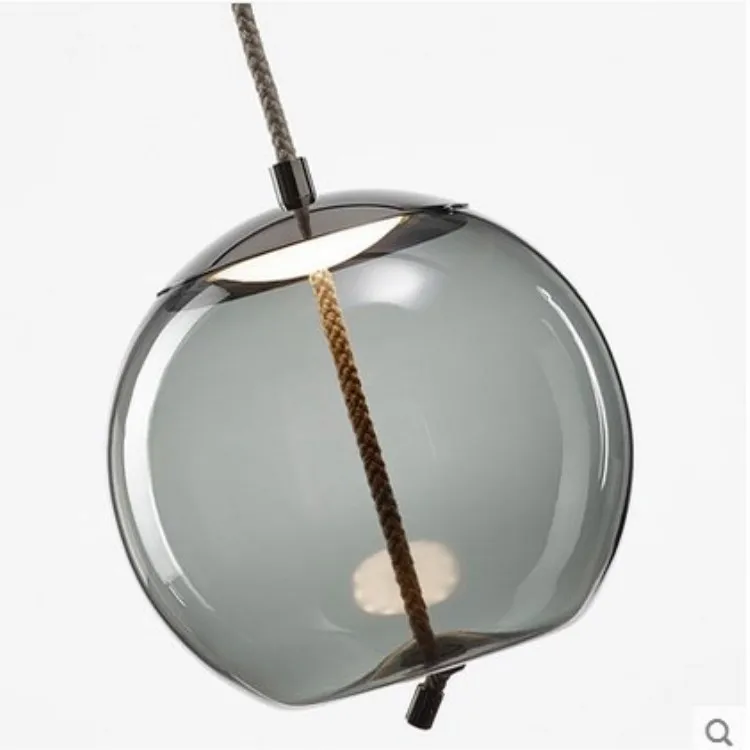 Скандинавские современные пеньковая веревка люстра из витражного стекла