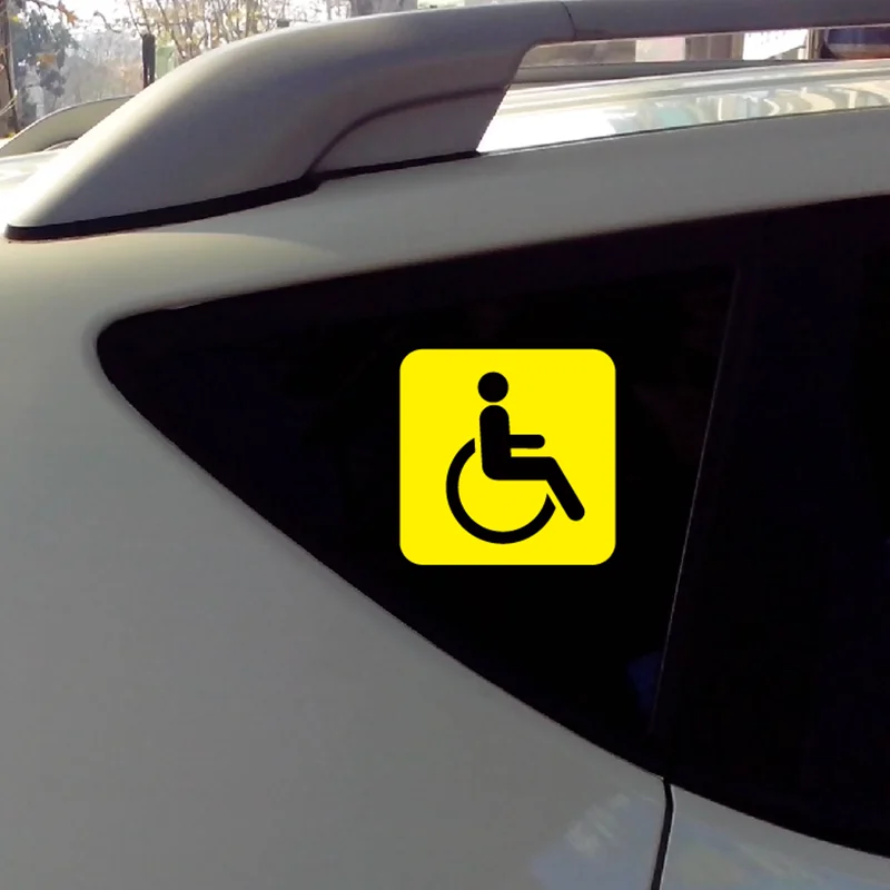 

2pcs 10cmx10cm Car Side Window Stickers Reflective Decals Decorate Accessories Warning Signs for the Disabled Cover Scratches