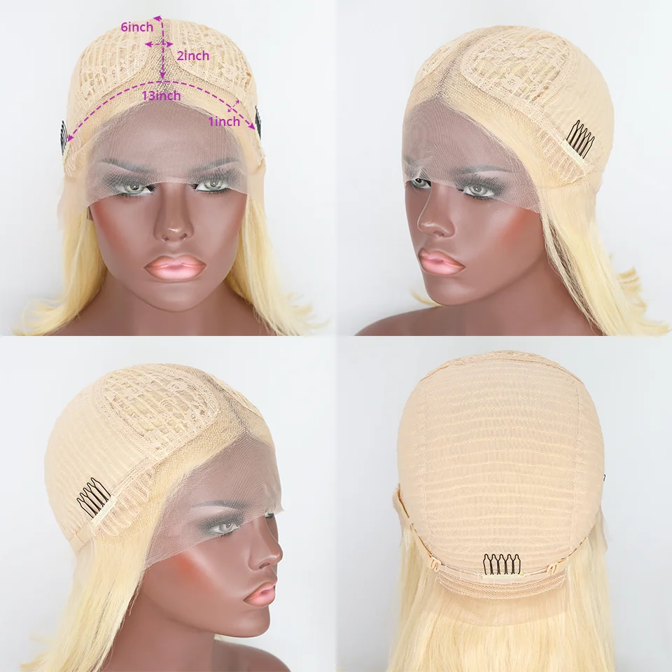 

613 Blonde Bob Wig Lace Front Human Hair Wigs Straight Human Hair Wigs Transparent Lace Wigs Preplucked Hairline Wig For Women