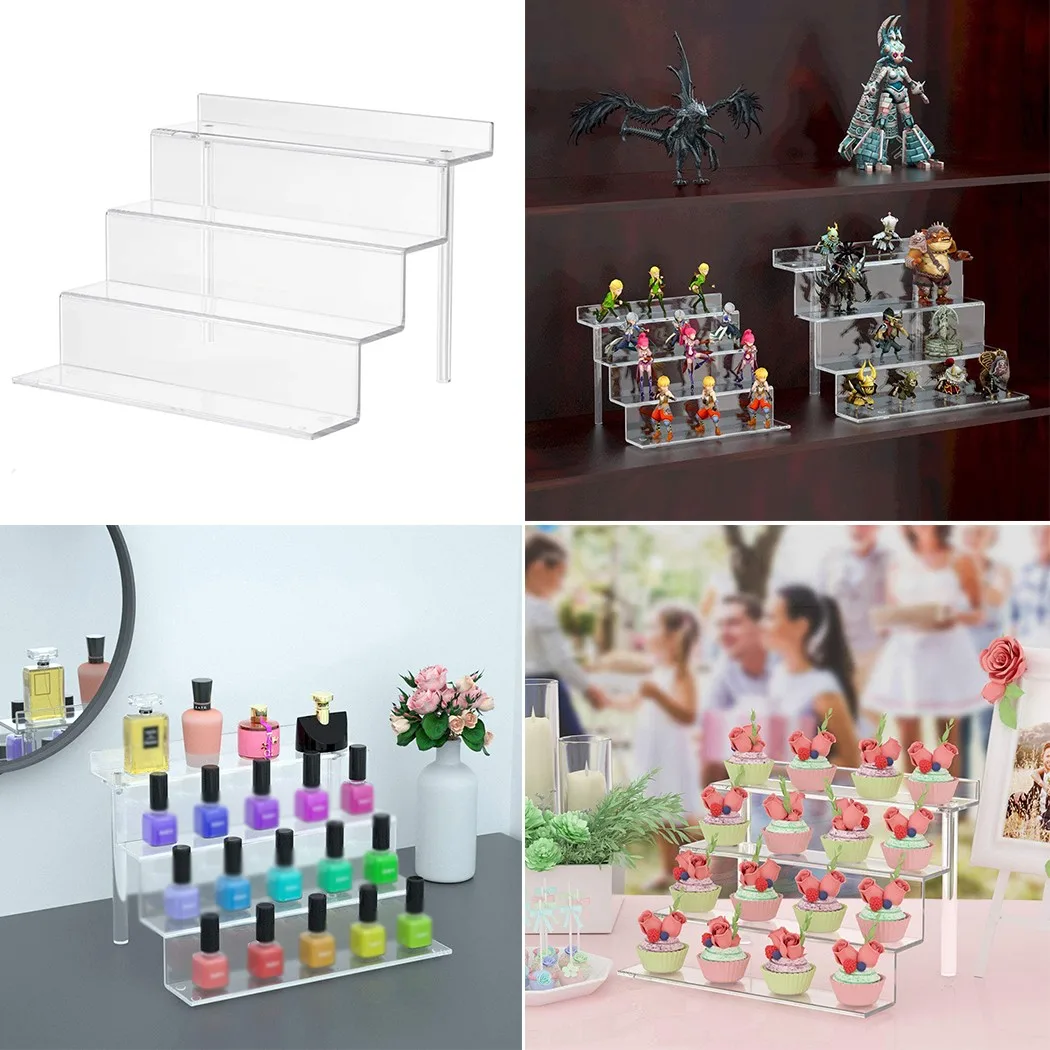 

1 Piece Acrylic Display Rack 30*23*20cm Acrylic Display Stand Detachable Ladder Shelf Rack For Toys Cosmetics