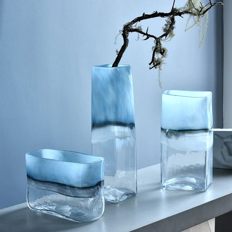 

Home Decoration Glass Vase Translucent Splicing Art Vase Flower Arrangement Living Room Decor TV Cabinet Display Furnishings