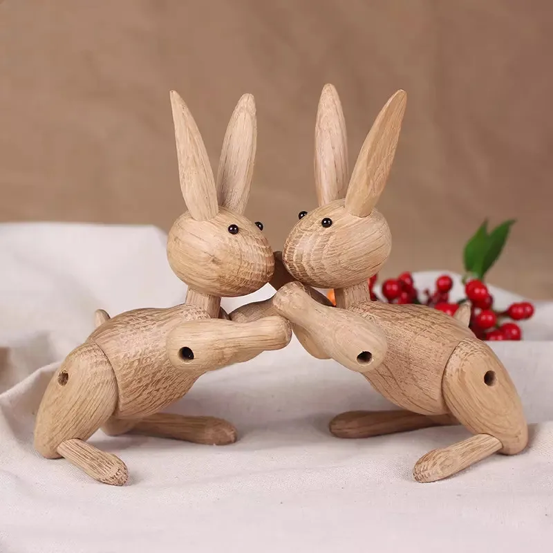 Скандинавская Датская резьба по дереву мисс кролик статуя шарнирное украшение
