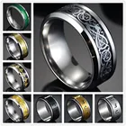 Кольцо мужское, из нержавеющей стали, с надписью Dragon G