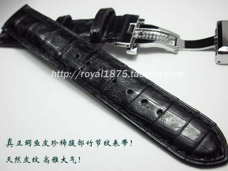 19mm20mm 21mm Handmade Quality Black Brown Crocodile leather Retro watch strap Butterfly buckle Watchband Watch band Accessories