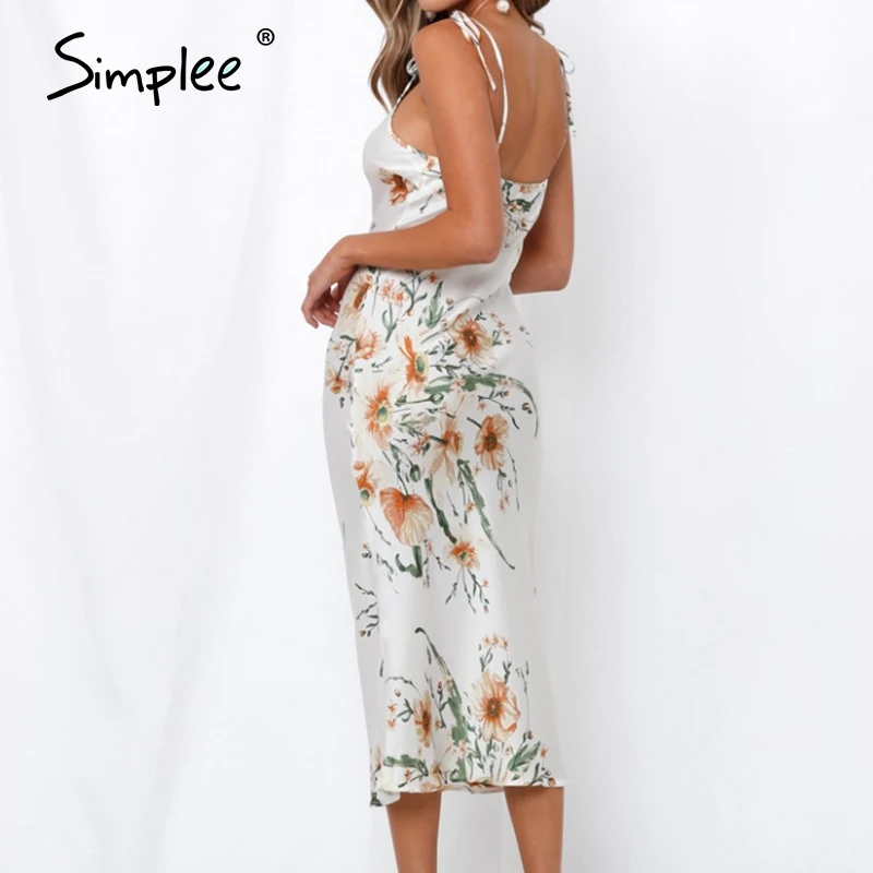 Simplee пляжное платье для отдыха с цветочным принтом женское на тонких бретельках