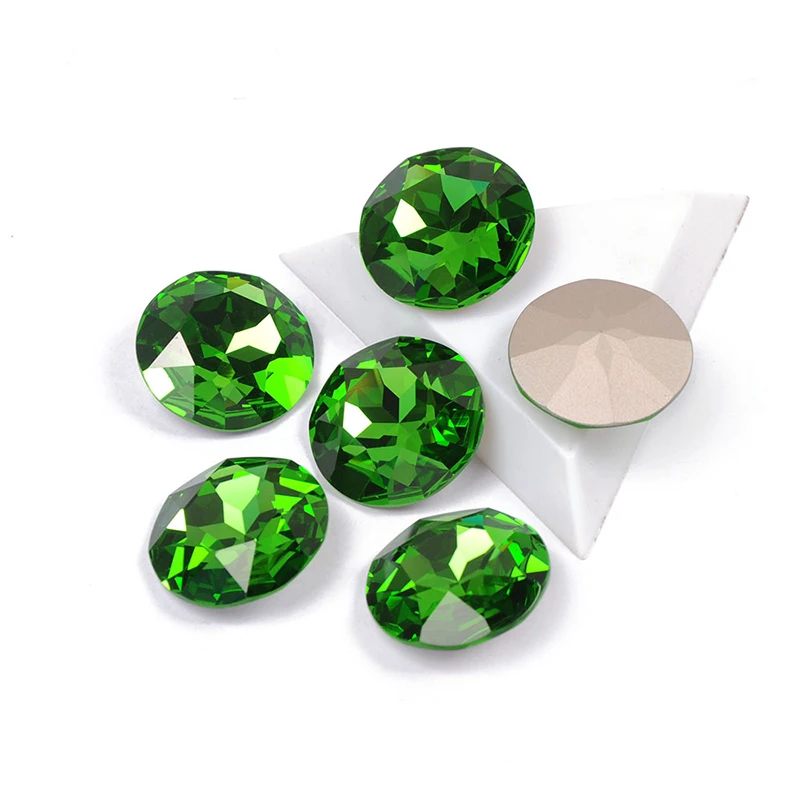 YANRUO 1201 27mm Peridot Round Fancy Stones Silver And Gold Claw Setting Point Back Strass Crystal Rhinestones For Dresses | Дом и сад