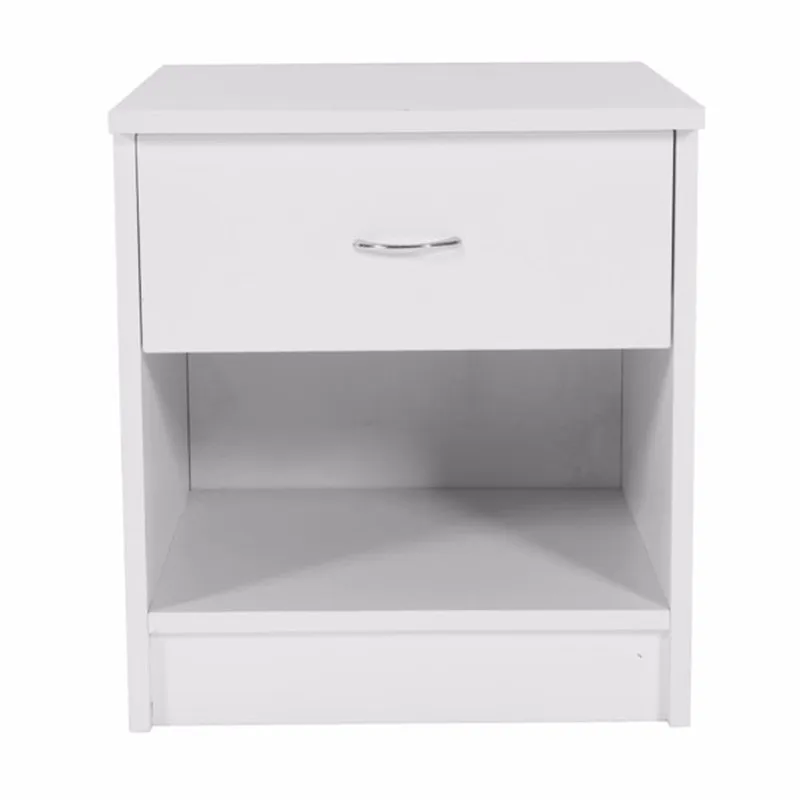 

Nightstand P2 Particle Board Bed Side Table with 1 Drawer Arc-Shaped Handle White for Bedroom & Living Room 40x30x60CM[US-Stock]