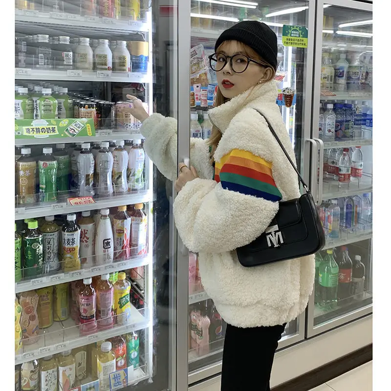 

[Thickening] 2020 New Coat Women 's Autumn and Winter Faux Cashmere Jacket Thermal Cotton -Padded Clothes Ins Fashion