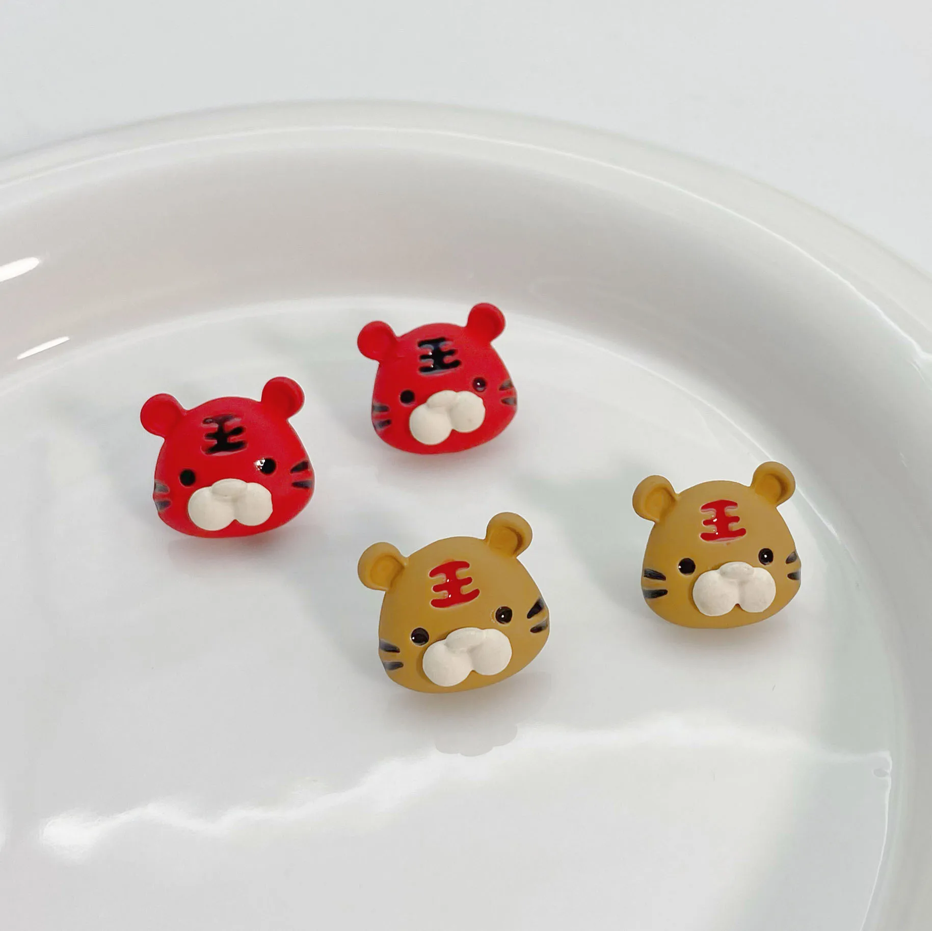 

National style red little tiger Earrings cartoon cute tiger year of life Earrings female silver needle Earrings 2022 NEW