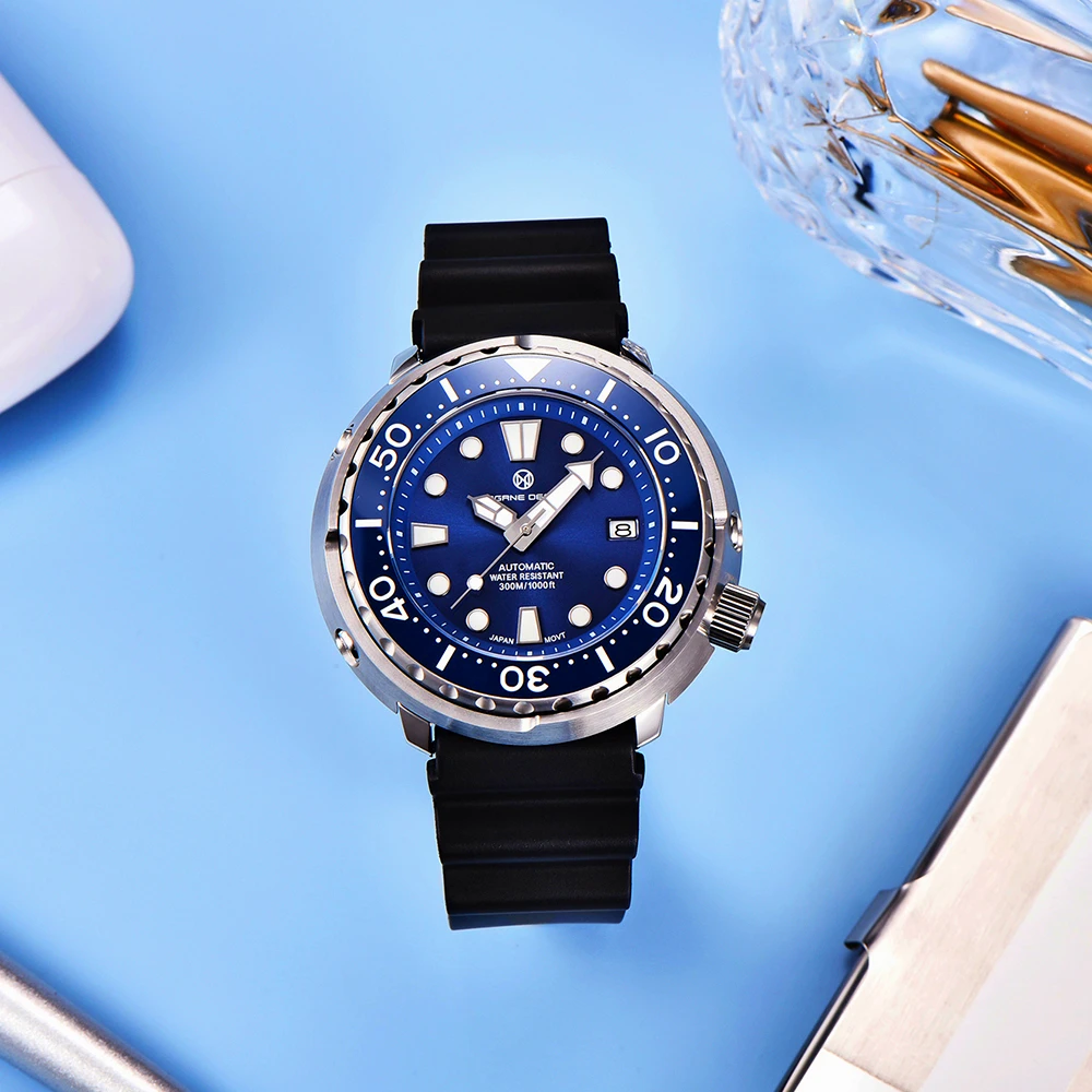 

PAGRNE DESIGN Fashion Men's Mechanical Watch Luxury Sapphire Glass Automatic Watch 300M Diving Stainless Steel Watch for Men