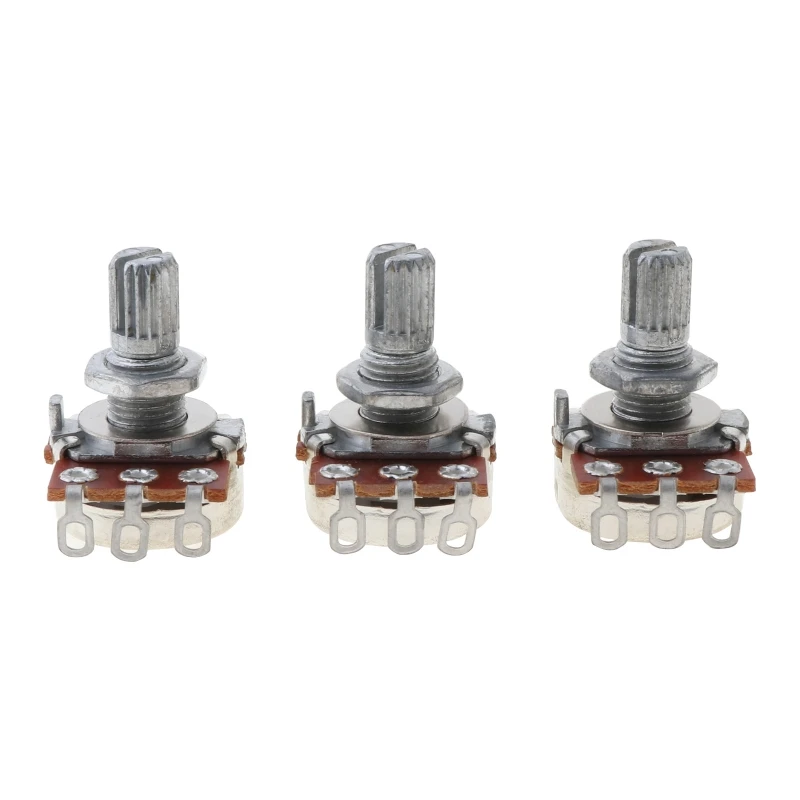 

3pcs B250k Potentiometer Splined Pot Electric Guitar Bass Effect Amp Tone Volume 10mm Shaft Parts