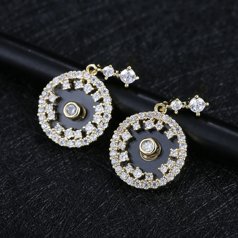 MIGGA круглые серьги капли с микро покрытием из кубического циркония золотой цвет