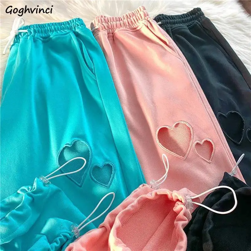 

Брюки женские с завышенной талией и дырками, мешковатые Узкие повседневные штаны с кулиской, шикарные прямые штаны для бодибилдинга в Корейском стиле, на лето