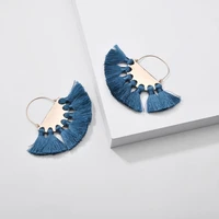zwpon new fashion 2020 cotton semicircular fringe tassel earrings for women alloy dangle statement earrings boho brincos jewelry