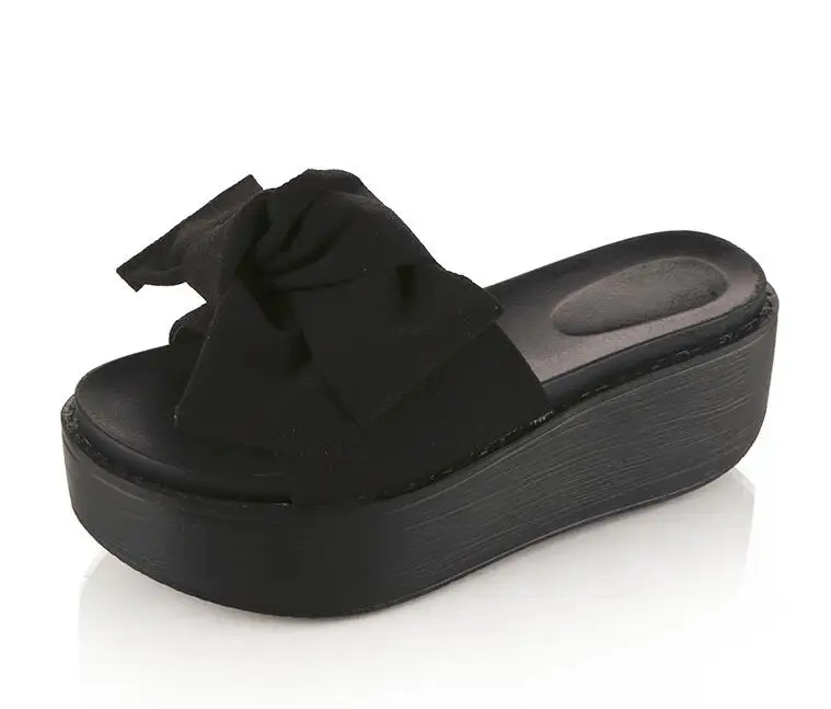 

2021 New Big Bowtie Woman Beach Flip Flops Summer Sandals Slip- Resistant Slippers Platform Sandals Size 34-39