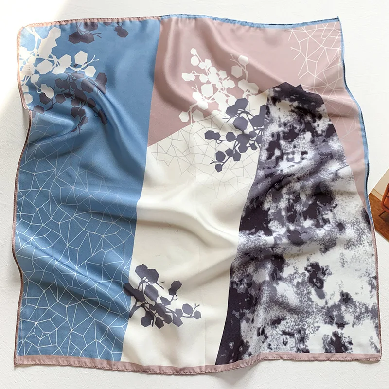 

2021 New Fashion Silk Square Scarf For Women 53cm Satin Neck Hair Tie Band Bag Warp Soft Neckerchief Hijabs Head Female Foulard