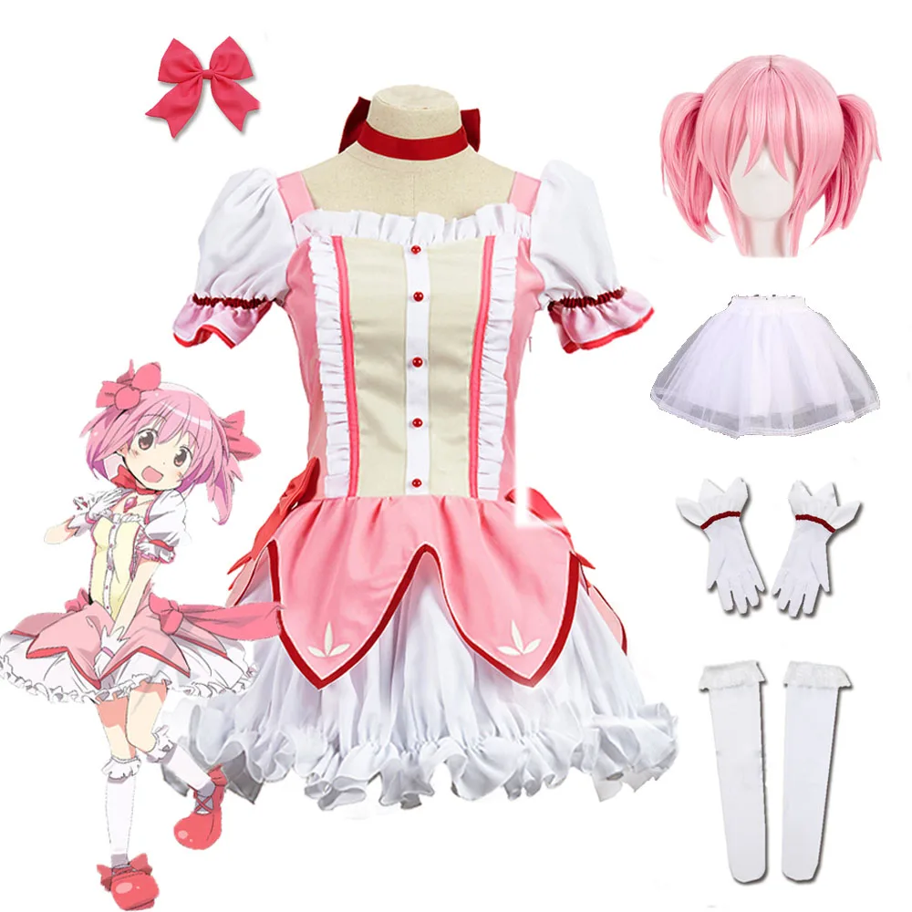 Аниме Костюм для косплея "Волшебная девочка Мадока Магика Пуэлла Маги" на Хэллоуин для женщин. Вестида Лолита. Рольовая игра.