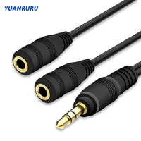 aux cable 3 5 mm stereo audio cable micphone y splitter adapter 1 female to 2 male connected cord to laptop