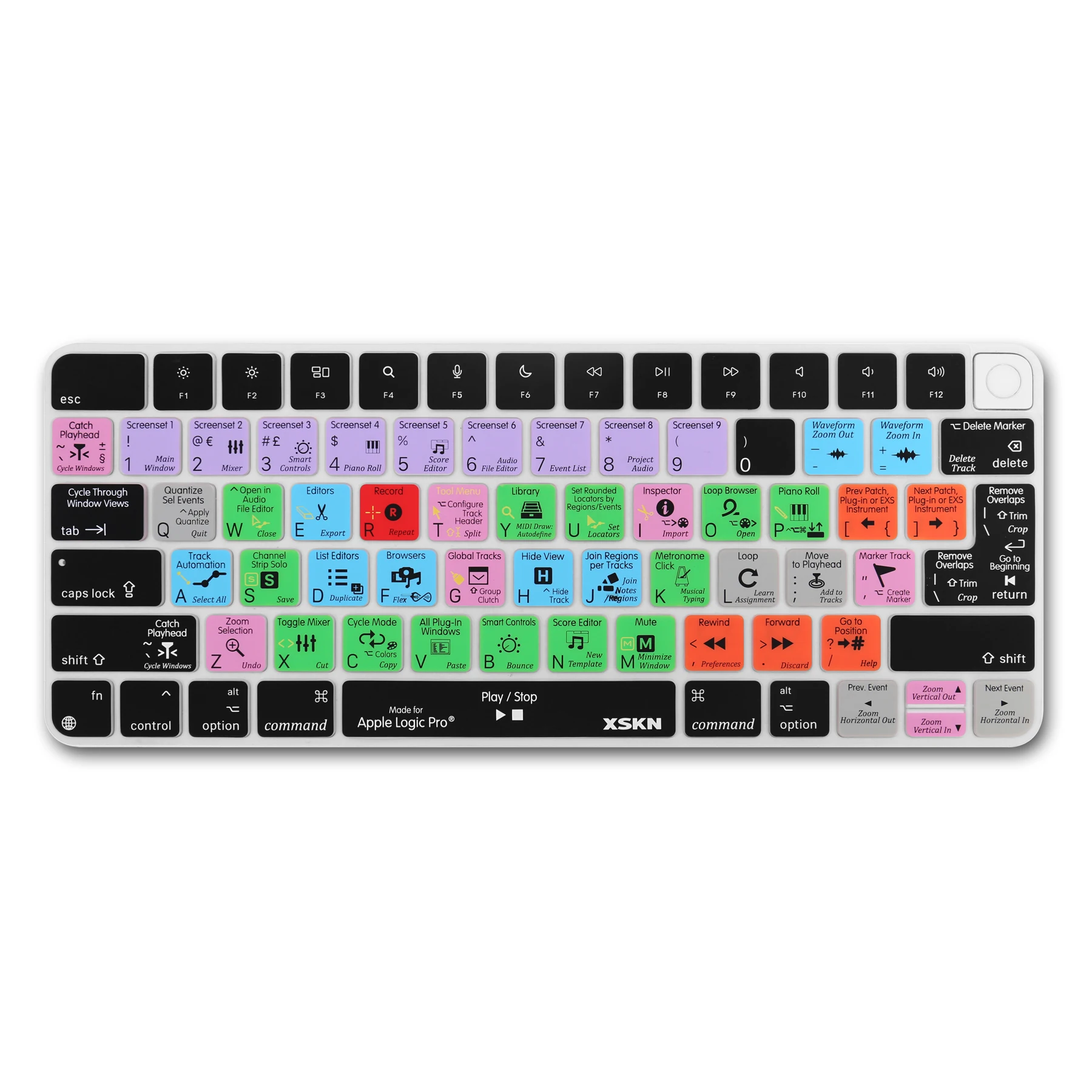 

XSKN Logic Pro Shortcuts Keyboard Cover Skin for 2021 New iMac 24 Inch Magic Keyboard A2449 With Touch ID,A2450 With Lock Key