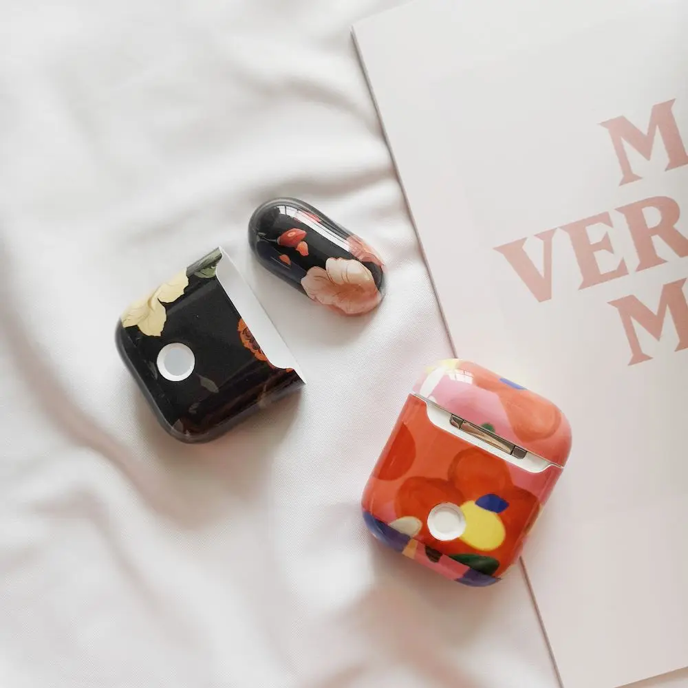 Беспроводные наушники чехол для Airpods 2 Чехол милый Жесткий цветок Bluetooth Красочные