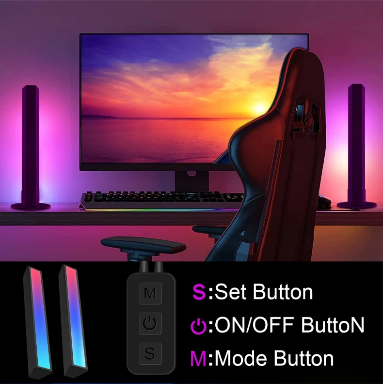 

Desktop Audio Spectru Bluetooth Control DIY Night Bar RGB Colorful Backlight Rhythm Bar LED Strip Music Sound Desktop Atmosphere