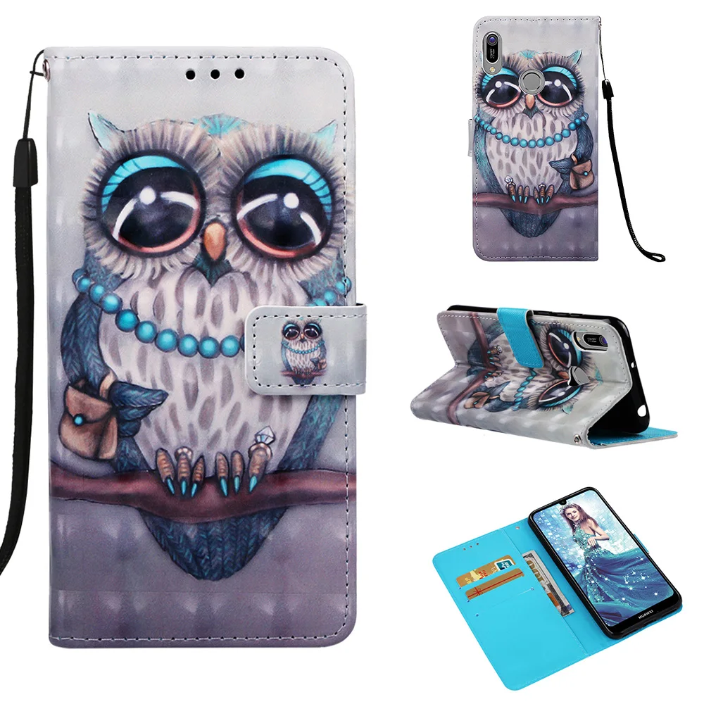 3D Flower Leather Flip Cover For Huawei Honor 8A 8X 9X 7C 7A Pro 10 20 9 Lite 20i 10i JAT-L29 DUA-L22 Owl Butterfly Wallet Case | Мобильные