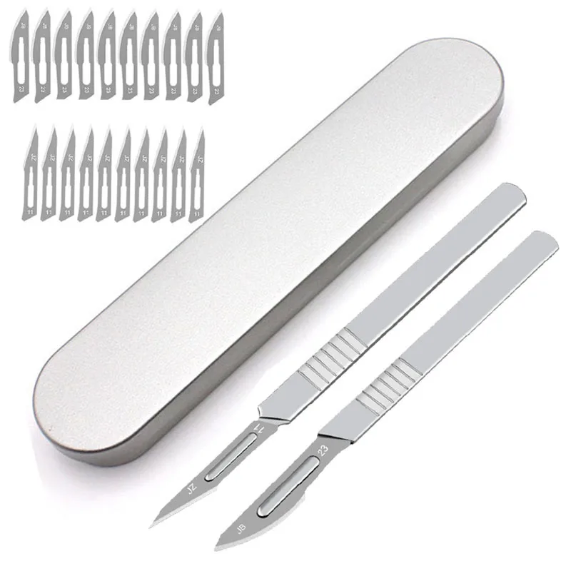 

Carbon Steel Carving Metal Scalpel handle and Blades Number 11 23 Surgical Medical Cutting Handel Scalpel Knife DIY Tool Kits
