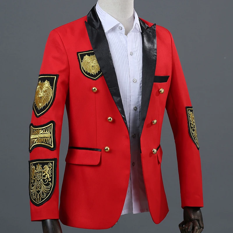 Новый мужской блейзер военная медаль Свободное пальто сценический для певца