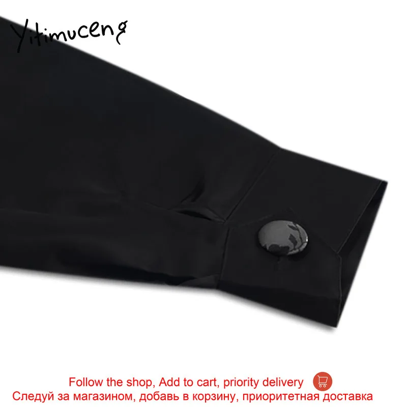 

Yitimuceng Print Bow Lace Up Blouse Women Vintage Shirts Solid Black Spring 2021 Fashion Clothes Long Sleeve Puff Sleeve Tops