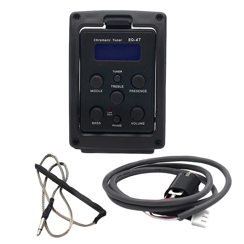 

EQ-4T 4 Band Pickup EQ Preamp with Tuner for Acoustic Guitar with LCD Tuner and Volume Control Electric Guitar Preamplifier