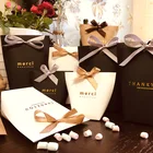 50 шт. Высококачественная черно-белая бронзовая коробка для конфет спасибо во французском стиле Подарочная коробка для свадебных подарков сумка для детских праздников подарок на день рождения