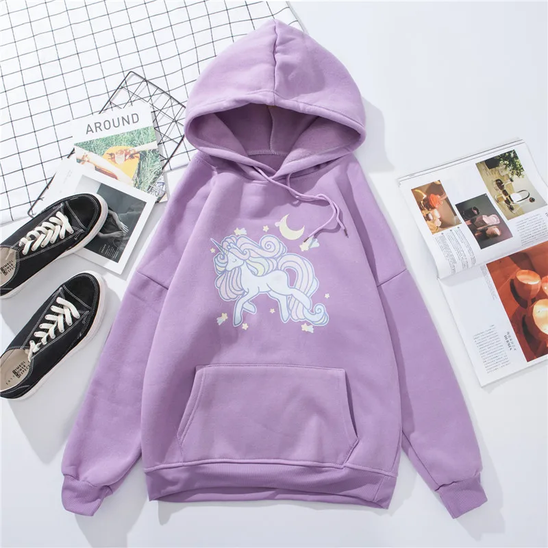 Purple 9 Теплая Женская толстовка с капюшоном, зимняя Толстовка свободного кроя, Женская Толстовка Harajuku с буквенным принтом, пуловер с длинным рукавом, более размера d, пальто с капюшоном - Цвет: Purple 9