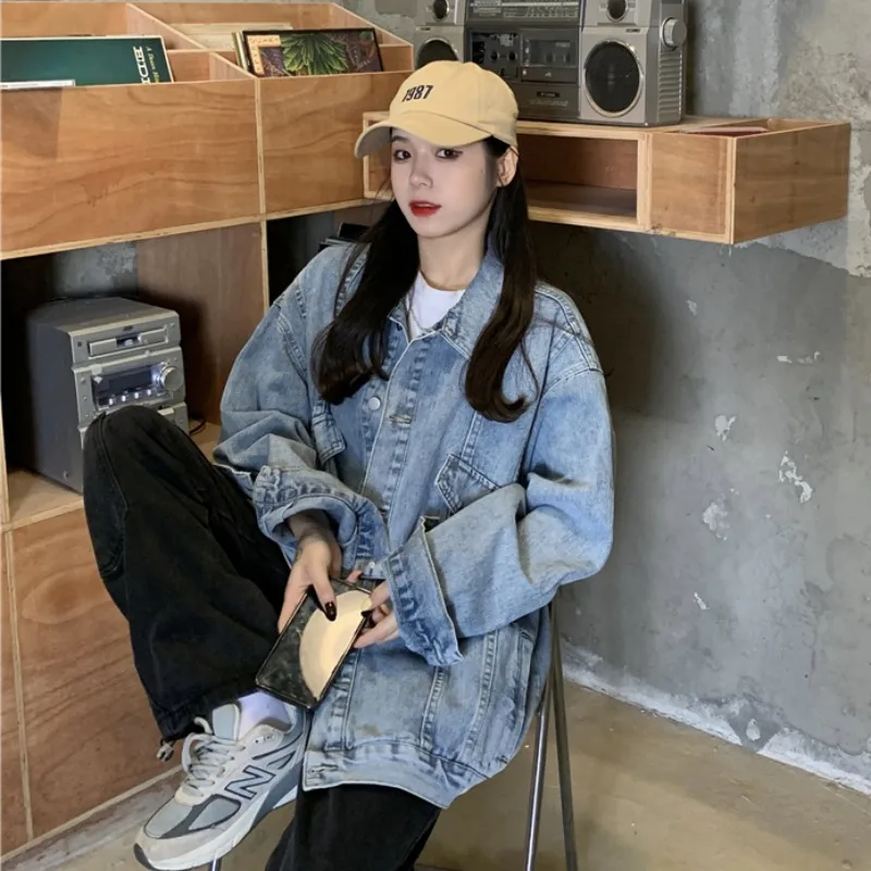 Джинсовая куртка женская свободного покроя в Корейском стиле бойфренда