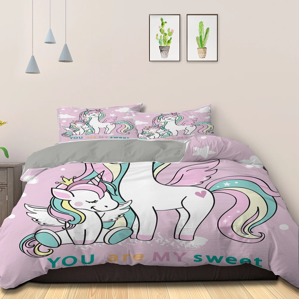 

ZEIMON Cartoon Baby Lightweight Unicorn Duvet Cover Pillowcase 2/3Pcs Bedding Set for Bedroom Child Single,Twin,Full,Queen Size