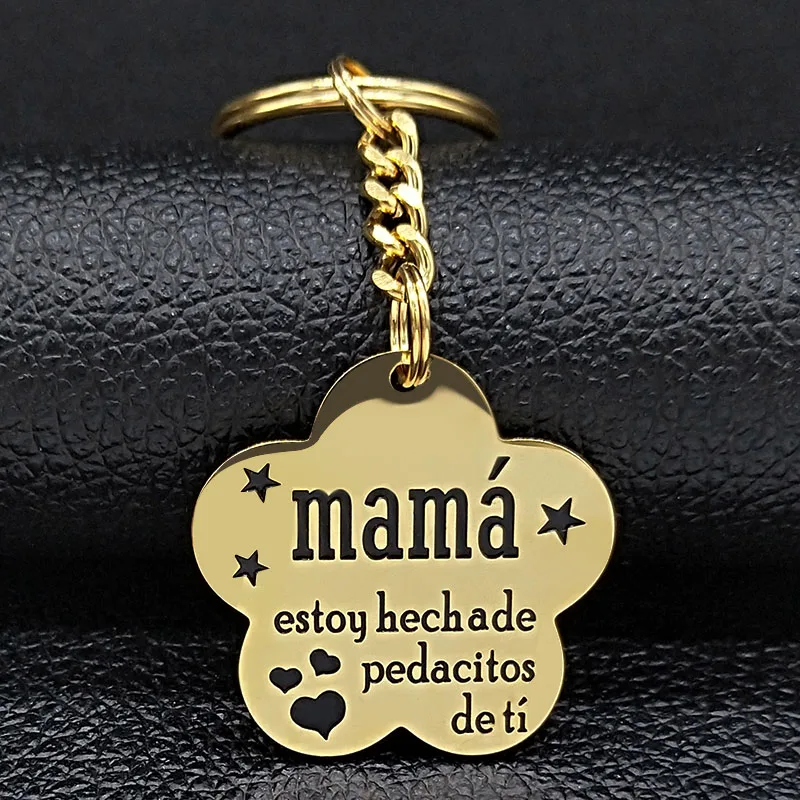Hecha for girl GD Модные Mama брелки из нержавеющей стали для женщин цветок письмо серебряный цвет Подарочный Брелок dia de la madre K77362B - Цвет: Hecha for girl GD