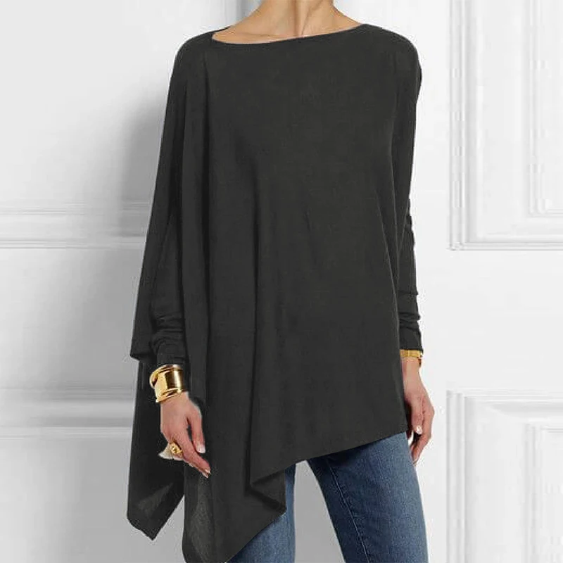 Винтажный Топ с длинным рукавом Женская амалистская хлопковая туника круглым