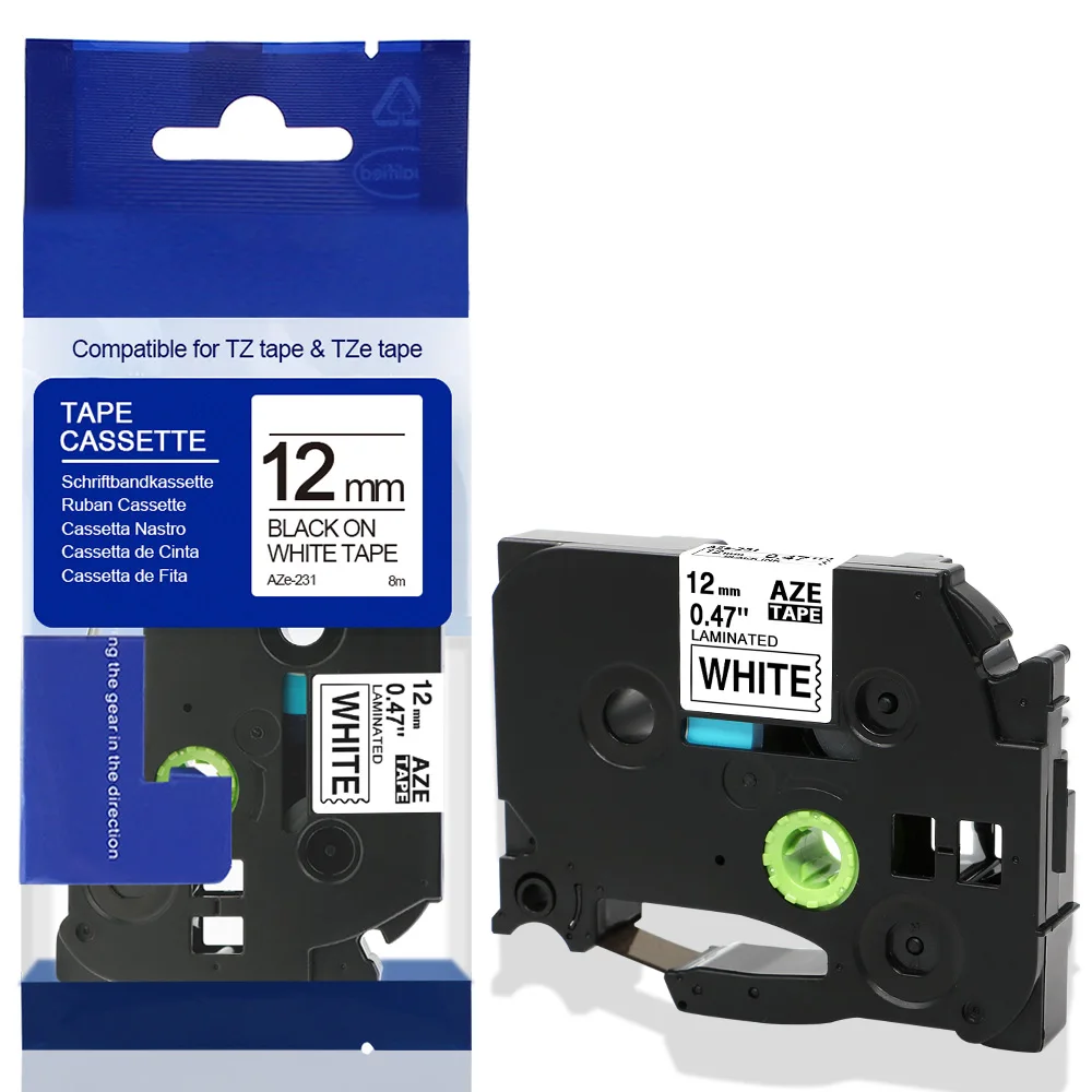 Fimax 1 шт. для Brother P-touch запечатанных лент для TZe-211 Tze611 tze-111 tz-411 Tze-B11 6 мм черный на белом фоне для принтера Brother P touch - Цвет: 12mm Black on White