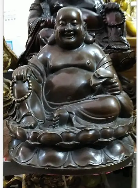 Буддистский храм медная бронза Maitreya Rohan буддийский монах статуя бога Будды 29 см