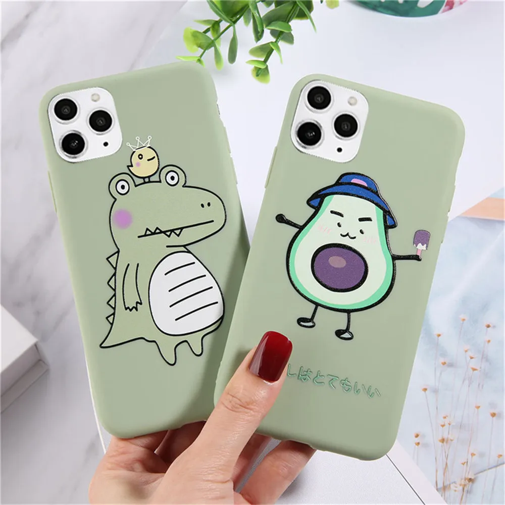 Симпатичный чехол Ottwn для телефона с динозавром авокадо iphone 11 Pro X XR XS MAX 7 6 6s 8 Plus 5